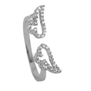 Srebrny  pierścionek skrzydła z cyrkoniami