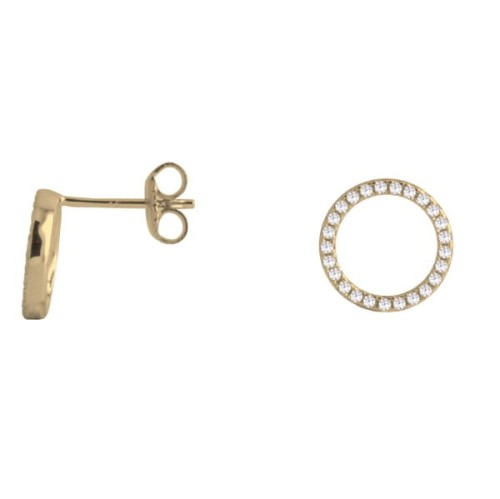 Srebrne pozłacane kolczyki koła z cyrkoniami