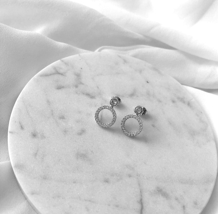 Srebrne kolczyki koło z cyrkoniami