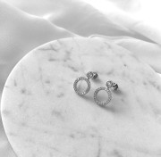 Srebrne kolczyki koło z cyrkoniami