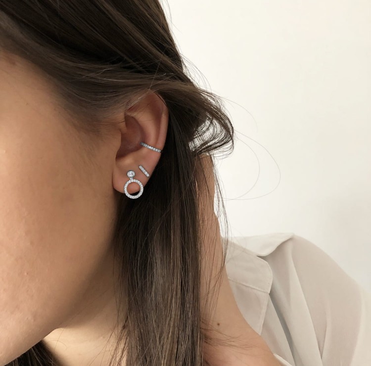 Srebrne kolczyki koło z cyrkoniami