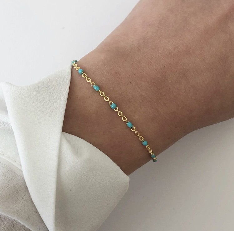 Srebrna pozłacana bransoletka z niebieska emalią