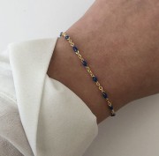 Srebrna pozłacana bransoletka z granatową emalią