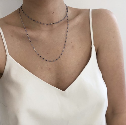 Srebrny naszyjnik z granatową emalią