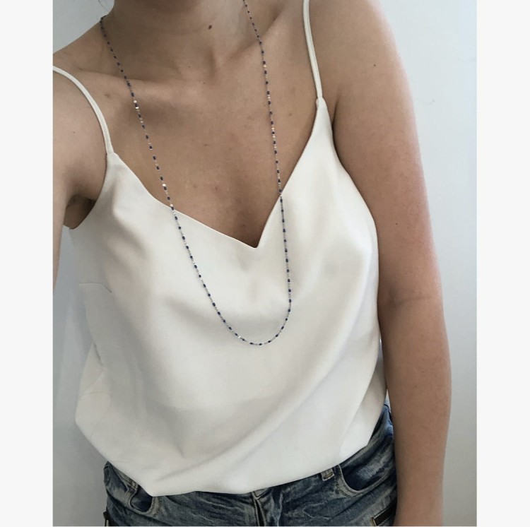 Srebrny naszyjnik z granatową emalią