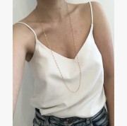 Srebrny pozłacany naszyjnik z różową emalią