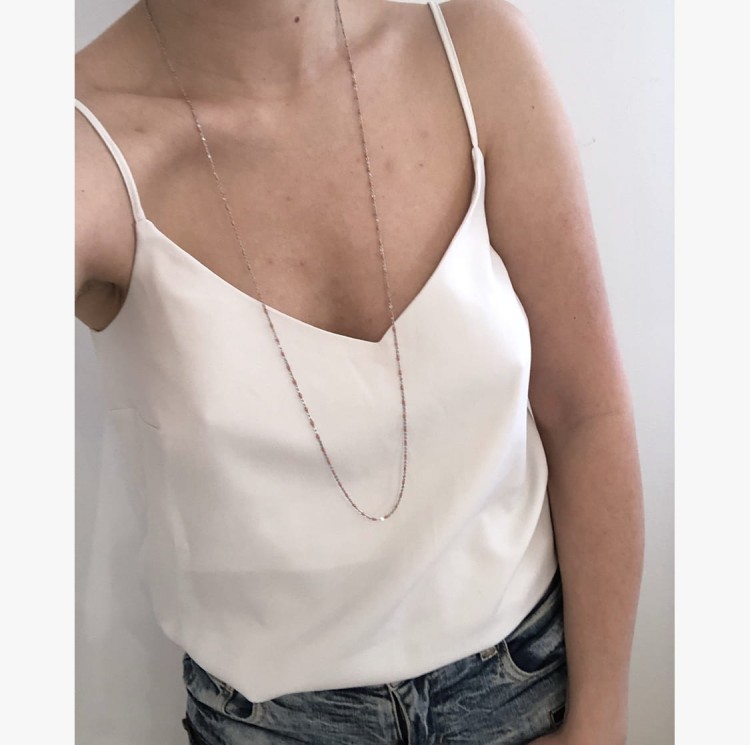 Srebrny naszyjnik z różową emalią