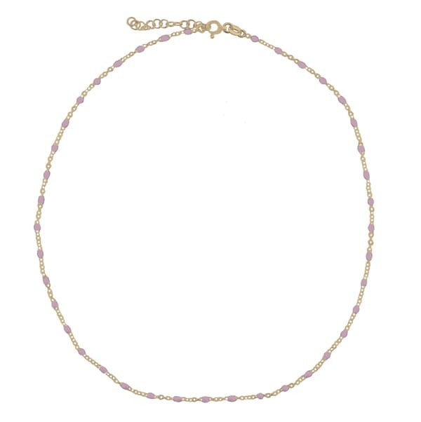 Srebrny pozłacany naszyjnik choker z różową emalią