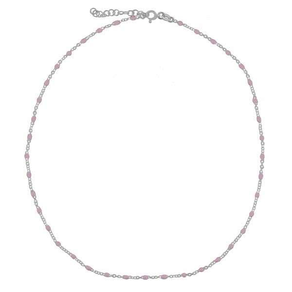 Srebrny naszyjnik choker z różową emalią
