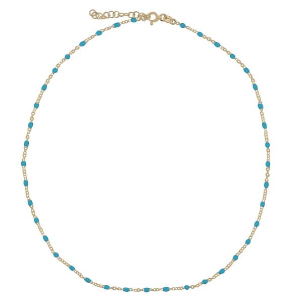 Srebrny pozłacany naszyjnik choker z niebieską emalią