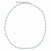 Srebrny naszyjnik choker z niebieską emalią