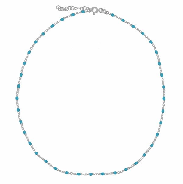 Srebrny naszyjnik choker z niebieską emalią