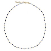 Srebrny pozłacany naszyjnik choker z granatową emalią