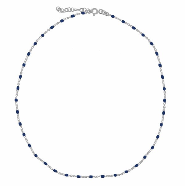 Srebrny naszyjnik choker z granatową emalią