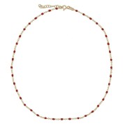 Srebrny pozłacany naszyjnik choker z czerwoną emalią