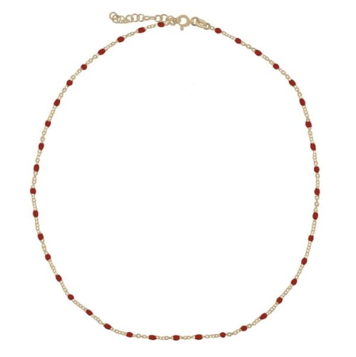 Srebrny pozłacany naszyjnik choker z czerwoną emalią
