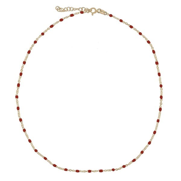 Srebrny pozłacany naszyjnik choker z czerwoną emalią