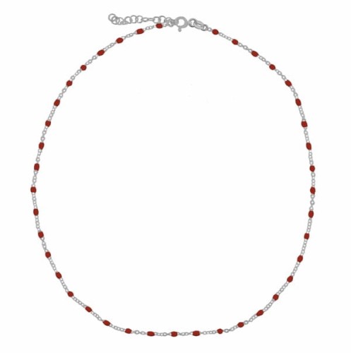 Srebrny naszyjnik choker z czerwoną emalią