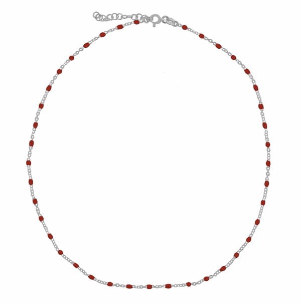 Srebrny naszyjnik choker z czerwoną emalią