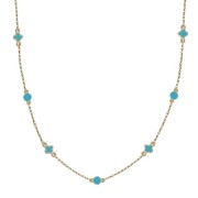 Srebrny pozłacany naszyjnik długi koło i koniczyna z niebieską emalią