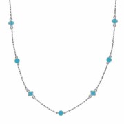 Srebrny naszyjnik długi koło i koniczyna z niebieską emalią