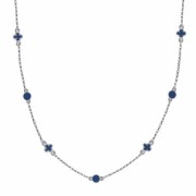 Srebrny naszyjnik długi koło i koniczyna z granatową emalia