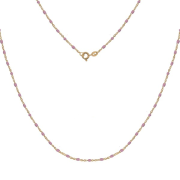 Srebrny pozłacany naszyjnik z różową emalią