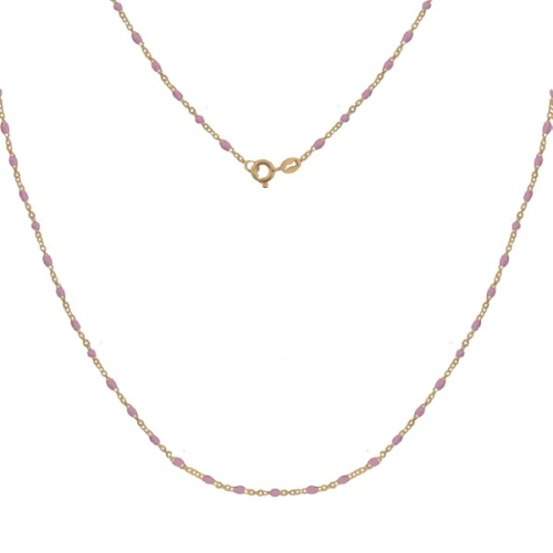 Srebrny pozłacany naszyjnik z różową emalią