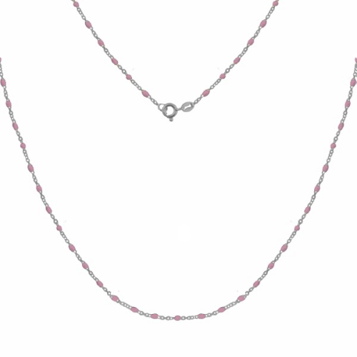 Srebrny naszyjnik z różową emalią