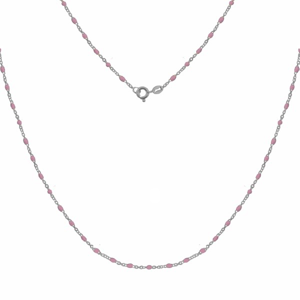 Srebrny naszyjnik z różową emalią