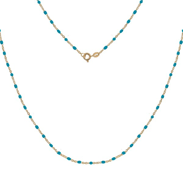 Srebrny pozłacany naszyjnik z niebieską emalią