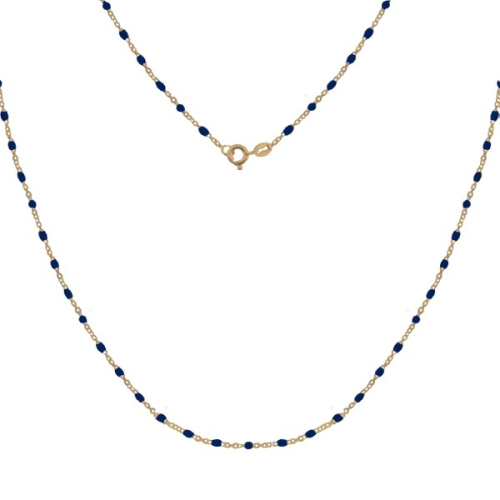 Srebrny pozłacany naszyjnik z granatową emalią