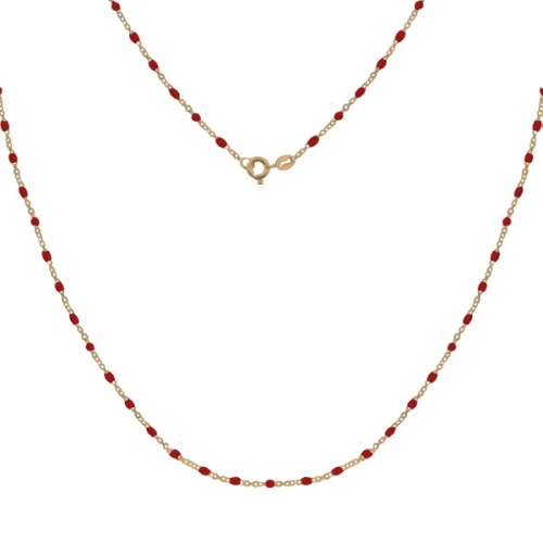 Srebrny pozłacany naszyjnik z czerwoną emalią