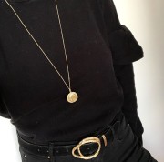 Srebrny pozłacany naszyjnik długi z monetą