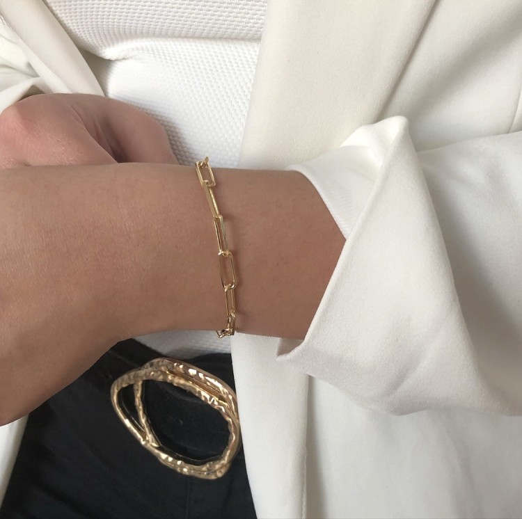 Srebrna pozłacana bransoletka łańcuch 17cm