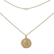Srebrny pozłacany naszyjnik długi z monetą