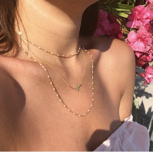 Srebrny pozłacany naszyjnik z różową emalią