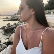 Srebrny pozłacany naszyjnik z granatową emalią