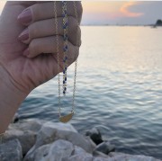 Srebrny pozłacany naszyjnik z granatową emalią