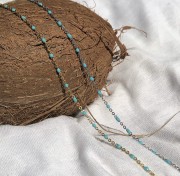 Srebrny pozłacany naszyjnik choker z niebieską emalią