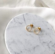 Srebrne pozłacane kolczyki koła z cyrkoniami