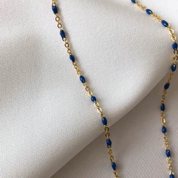 Srebrny pozłacany naszyjnik choker z granatową emalią