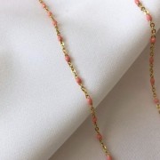 Srebrny pozłacany naszyjnik z różową emalią