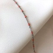 Srebrny naszyjnik choker z różową emalią