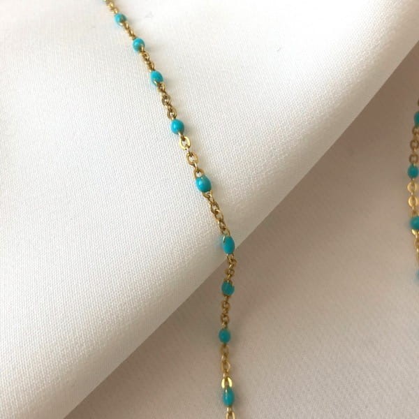 Srebrny pozłacany naszyjnik choker z niebieską emalią