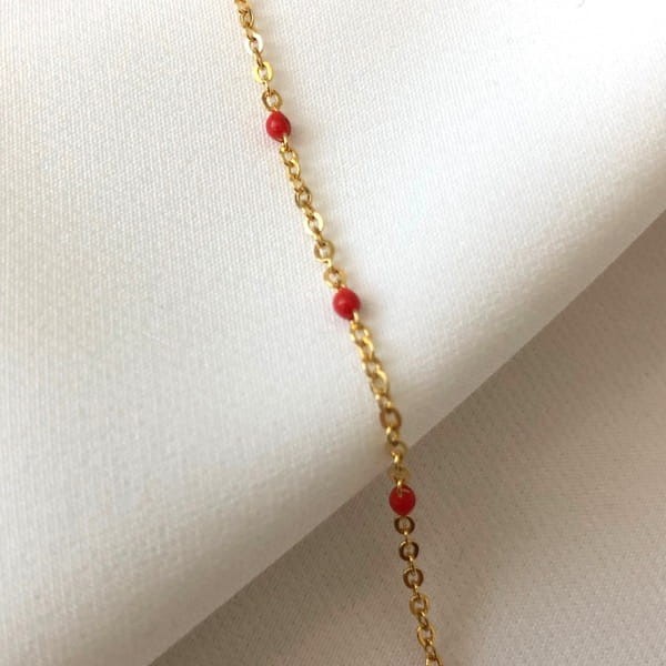 Srebrny pozłacany naszyjnik choker z czerwoną emalią