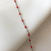 Srebrny naszyjnik choker z czerwoną emalią